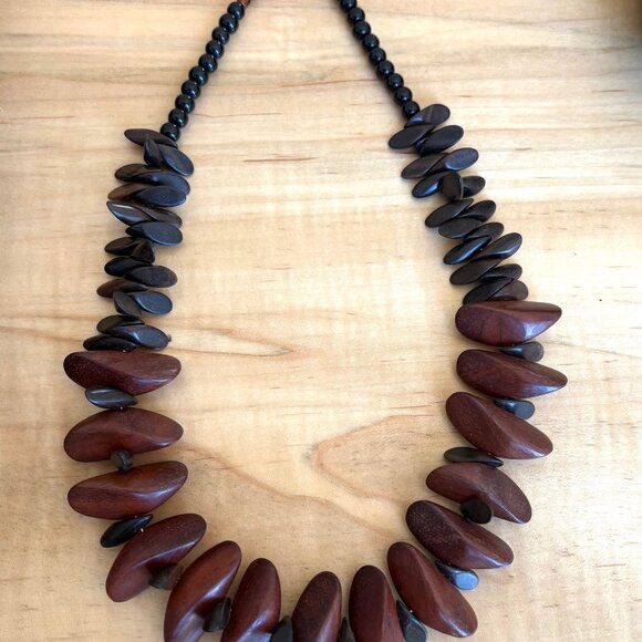 Wooden Bead Statement Necklace - Picture 3 of 5